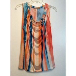 Worthington Women Tank Top Large Print Cowl Neck Sleeveless Pullover NWT